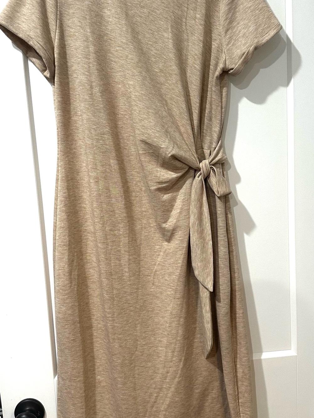 Wonderly Taupe Tie-Waist Midi Dress